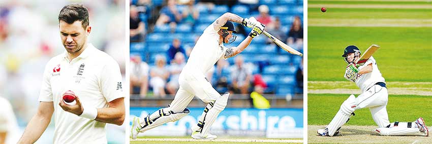 Image: (L-R) England fast bowler James Anderson, all-rounder Ben Stokes and top order batsman Jonny Bairstow.