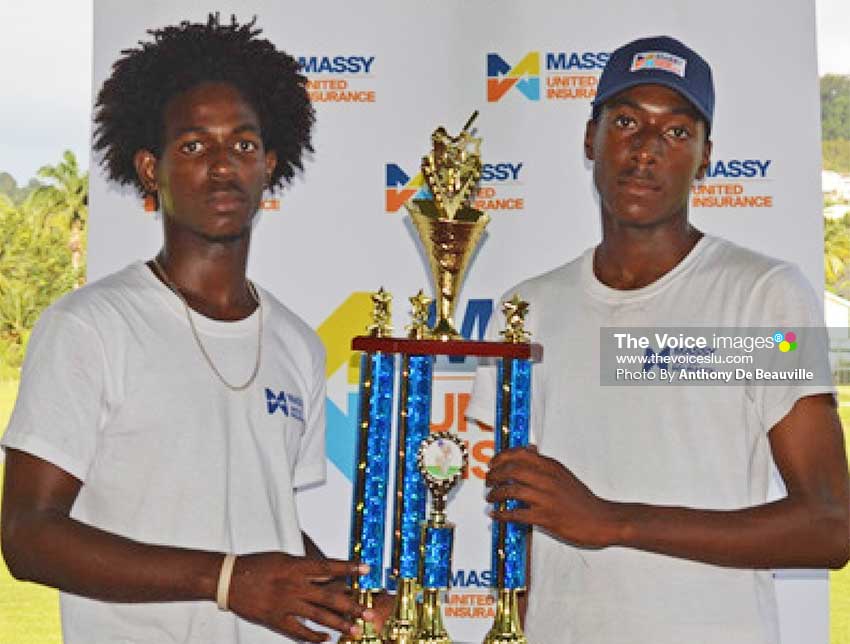 Image: (L-R) Joint champions for 2018 as the two captains Sir Arthur Lewis Community College and Entrepot Secondary share the special moment. (PHOTO: Anthony De Beauville)