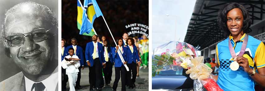 Image: (L-R) Sir William George Mallet (deceased); High Jump Queen, Levern Spencer. (PHOTO: Voice Achieves/ IOC)