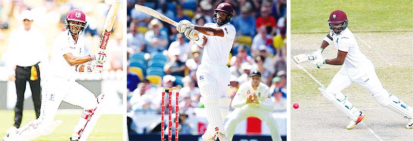 Image: (L-R) West Indies openers Kraigg Brathwaite and John Campbell; top middle order batsman Darren Bravo.