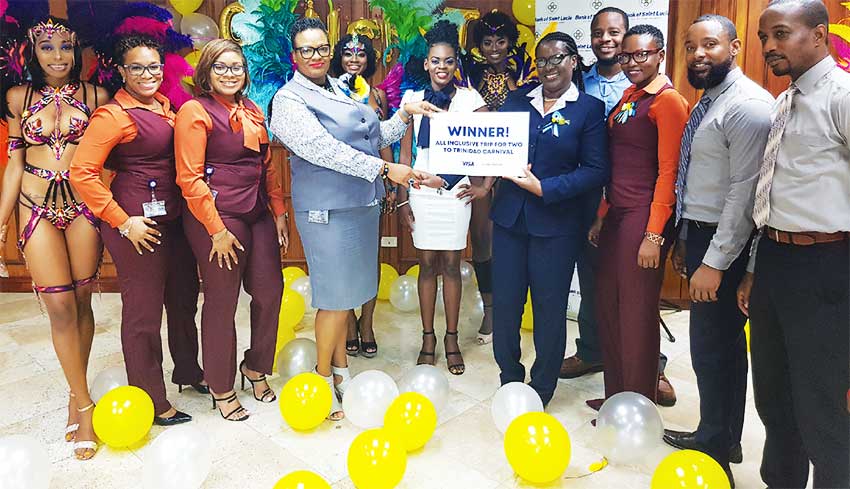Image: Bank of Saint Lucia’s lucky carnival winner recently returned to Saint Lucia from Trinidad.