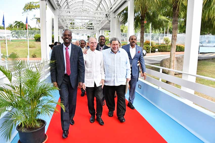 Image: From left to right, President of the Regional Council of Guadeloupe Ary Chalus, President of the Collectivity of Martinique Alfred Marie-Jeanne and Chairman of the OECS and Prime Minister of Saint Vincent and the Grenadines the Hon. Ralph Gonsalves. © Région Guadeloupe