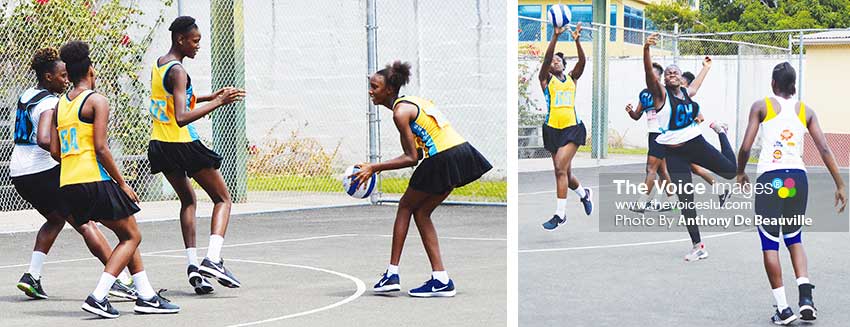 Image: (L-R) National Under -16 girls in action during an intense practice match against past Under-16 and current Under 23 players. (PHOTO: Anthony De Beauville)