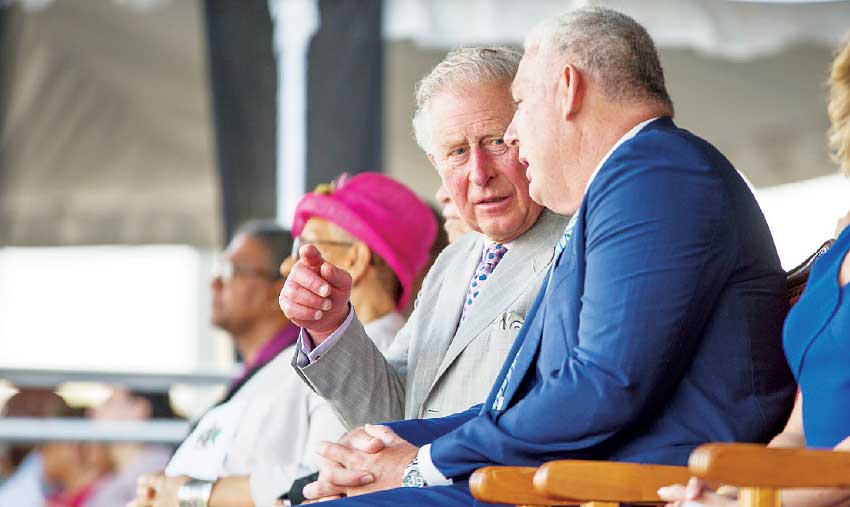 Image of Prime Minister Allen Chastanet and Prince Charles at welcome ceremony – the Prince also paid a visit to the Coconut Bay Resort in Vieux Fort for a special reception.