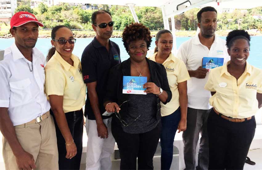 Image: The Sandals crew on inaugural trip for the coral nursery initiative.