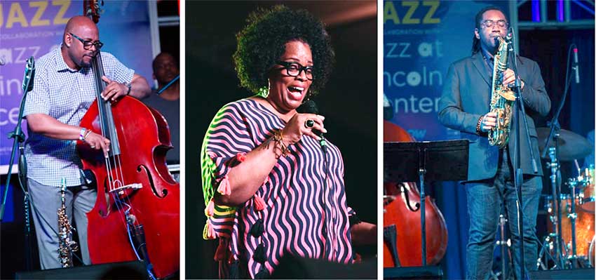 Image of Patrick Bartley performing at the IGY Marina. Dianne Reeves performing at The Ramp in Rodney Bay & Christian McBride, one of the performers who took the stage at the Gros Islet Park.