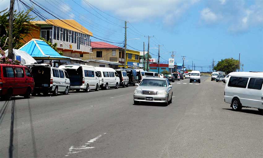Image of the bus stands along the Vieux Fort highway.