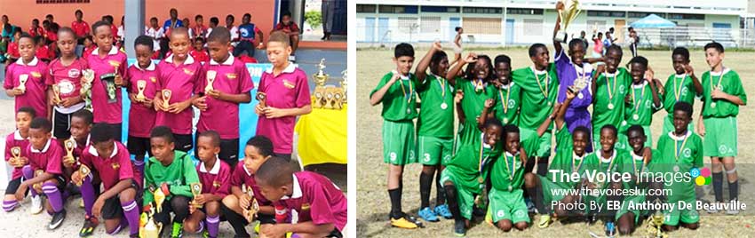 Image: (L-R) Black Panthers Under-11s (Soufriere); Northern FC Under-13s (Gros Islet). (PHOTO: EB/ Anthony De Beauville)