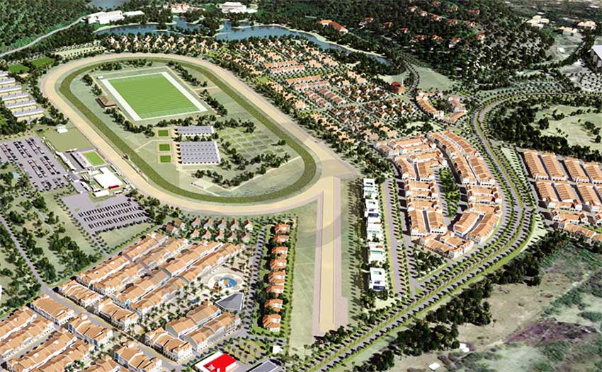 Image of a concept drawing of the Race Track, and Town Centre. 