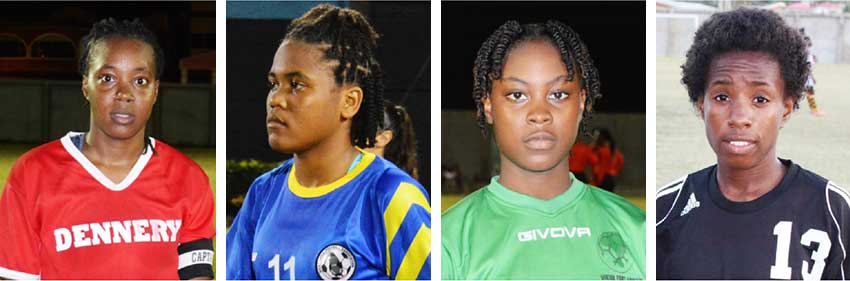 Image: (L-R)Ellaisa Marquis (Dennery), Britannia St Prix (Vieux Fort South) Ilana Lashley (Vieux Fort South) and Nicofia Joseph (Soufriere).   (PHOTO: Anthony De Beauville) 