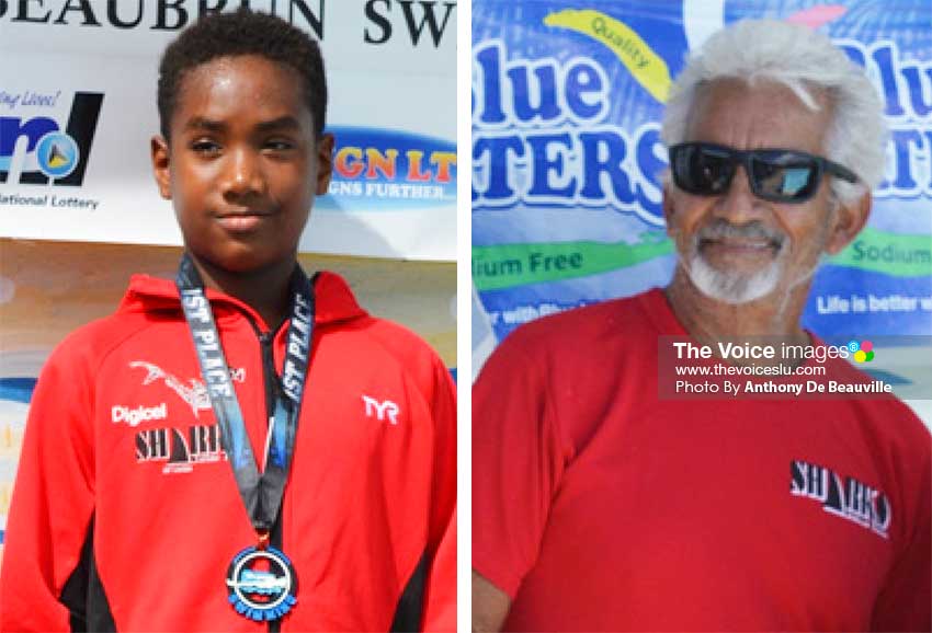 Image: Swimmer Antoine Destang; Coach David peterkin. (PHOTO: Anthony De Beauville)