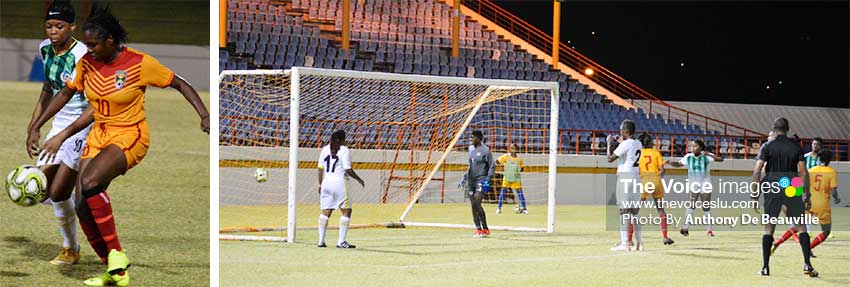 Image: Grenada on the attack against Dominica; The Dominica defence is stunned after Grenada take a 1 - 0 lead (PHOTO: Anthony De Beauville)