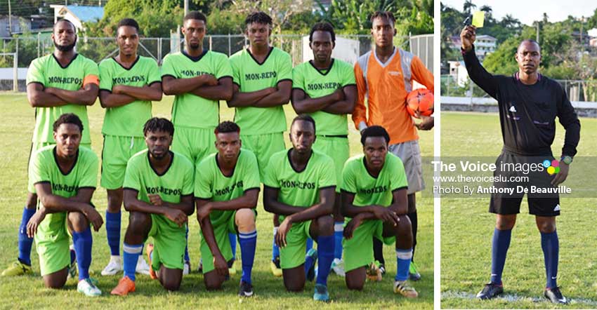 Image: (l-r) Mon Repos took on Gros Islet at the La Resource Playing Field; Referee Kevin Antoine will be in the thick of things during the Island Cup. (PHOTO: Anthony De Beauville)  