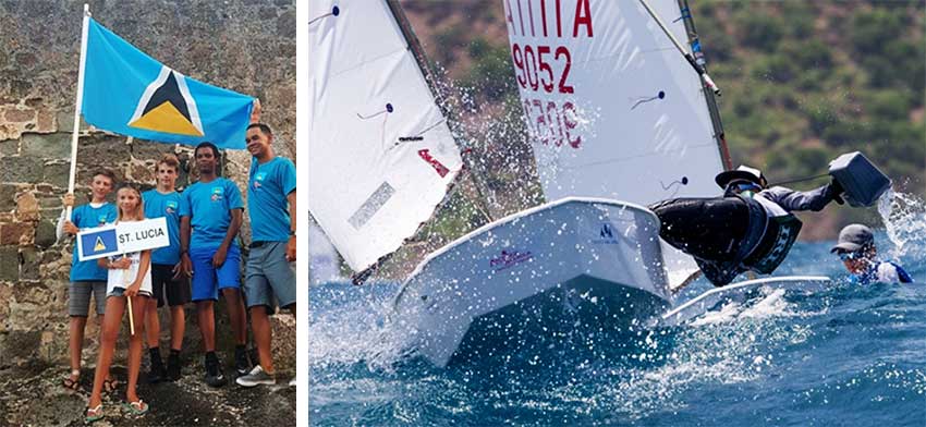 Image: Team Saint Lucia in Antigua; some of the action on day 2. (PHOTO: SLYC/Optimist World)
