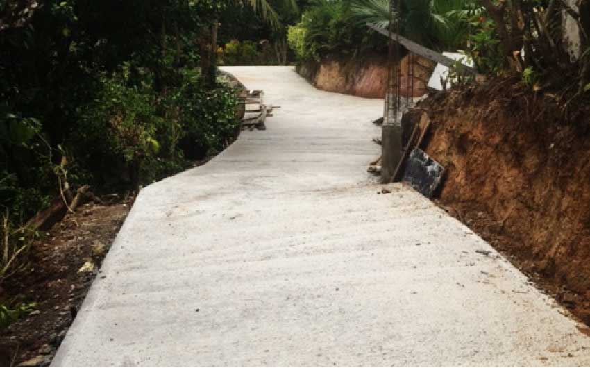 Image: A concrete road cutting through a section of the land Exquisite Homes Limited shareholders say was unplanned and built by persons unknown to them. 