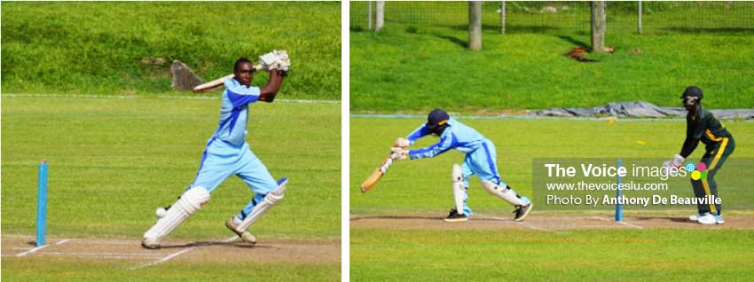 Image: (L-R)Adil Barlow (Bexon) top scored with an entertaining 30; another wicket goes down for Bexon. (Photo: Anthony De Beauville) 