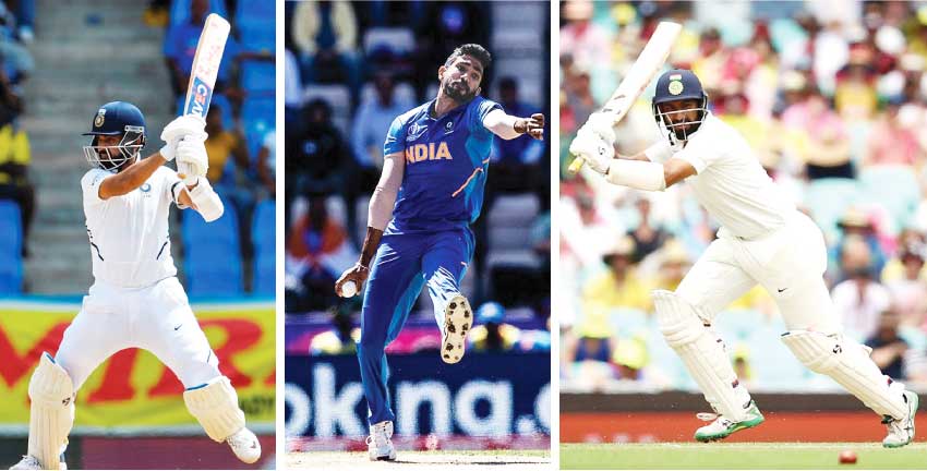 Image: (L-R)Ajinkya Rahane, Jasprit Bumrah ,Cheteshwar Pujara. (Photo: AFP/Getty Images) 