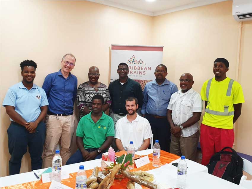 Image: Minister of Education, Innovation, Gender Relations and Sustainable Development Dr Gale Rigobert (back row, third from left) with members of the Bakers Association of Saint Lucia at the Caribbean Grains Flour Mill in Vieux Fort.