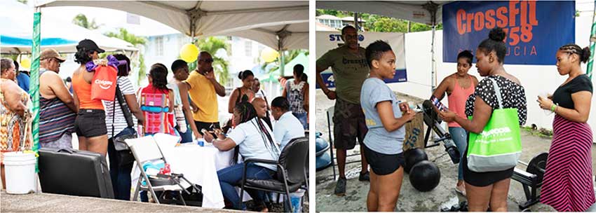 Image: (L-R) Early registration taking place; Studio and Cross Fit personnel giving advice to interested individuals. (Photo: NAGICO) 