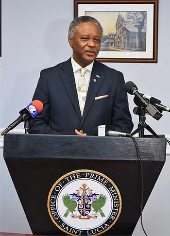 Image of Hermangild Francis, Minister for Home affairs, Justice and National Security at this week’s pre-Cabinet meeting.