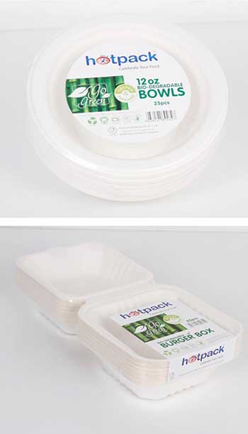 Image: Hotpack products are 100 percent biodegradable and are made of sugar cane bagasse and cornstarch.
