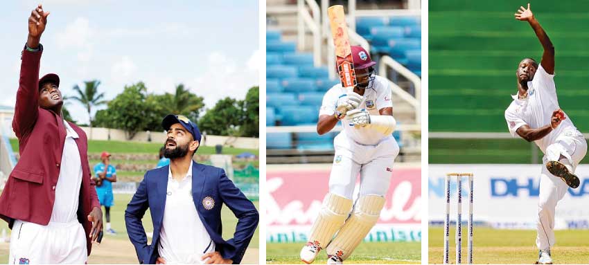 Image: (L-R) Will Jason Holder call it right again against ViratKohli tomorrow at Sabina Park?; Opening batsman Kraigg Brathwaite and fast bowler Kemar Roach – a lot depends on them for a West Indies win. (Associated Press, AFP/WICB)