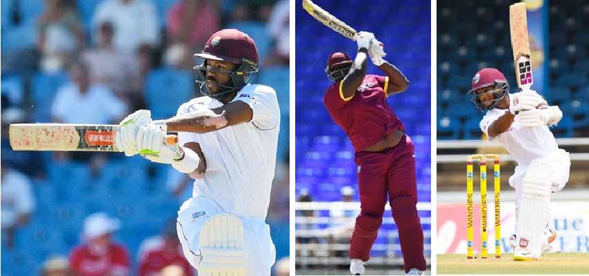 Image: (L-R) John Campbell, Rahkeem Cornwall and Shai Hope. (Getty Images/CWI) 