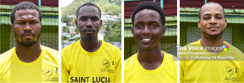 Image: (L-R) Johnson Charles (opening batsman), Jamaal James (top order batsman), Kimani Melius (opening batsman) and Audi Alexander (spinner).(PHOTO: Anthony De Beauville) 