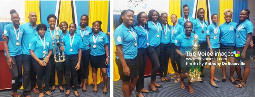 Image: (L-R) Saint Lucia Girls Basketball and Netball teams. (Photo: Anthony DE Beauville) 