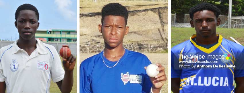 (L-R) Tyrone Theodore (left arm fast bowler), Simeon Gerson (left arm orthodox spinner) and Johnnel Eugene (top order batsman). (PHOTO: Anthony De Beauville)