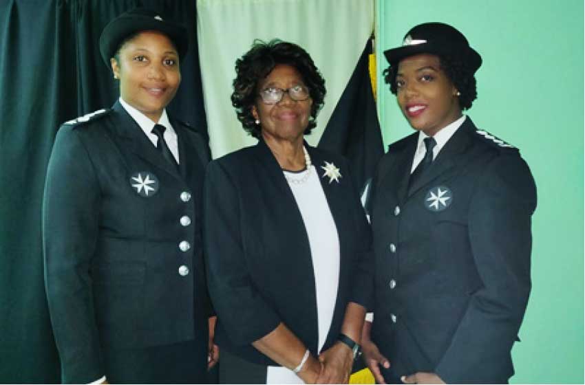 Image — L-R: Commissioner Berthia Nickson, President Her Excellency Dame Pearlette Louisy, Deputy Commissioner Vernelle Alphonse-Cerry. (Photo: St John Association of Saint Lucia 2019)