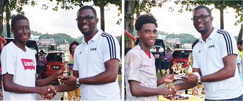 Image: SLFA Vice President Charde Desir presenting top awards to outstanding players. (Photo: MP)