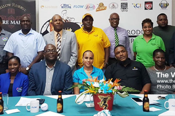 A photo moment for Sports Minister – Edmund Estaphane, SLFA President – Lyndon Cooper, CEO Blackheart – David Christopher and the Blackheart Crew along with the 2019 Sponsors. (Photo: Anthony De Beauville)
