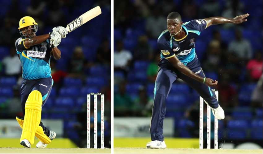 Image: (L-R) Johnson Charles and Jason Holder. (Photo: CPL T20 Ltd 2019)