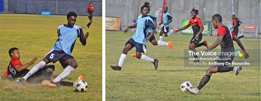 Image: (L-R)Some of the action between Mabouya Valley and South Castries on Sunday. (Photo: Anthony De Beauville) 