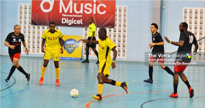 Image: Some of the futsal action between the Teachers All Stars team and Kosmos. (Photo: Anthony De Beauville) 