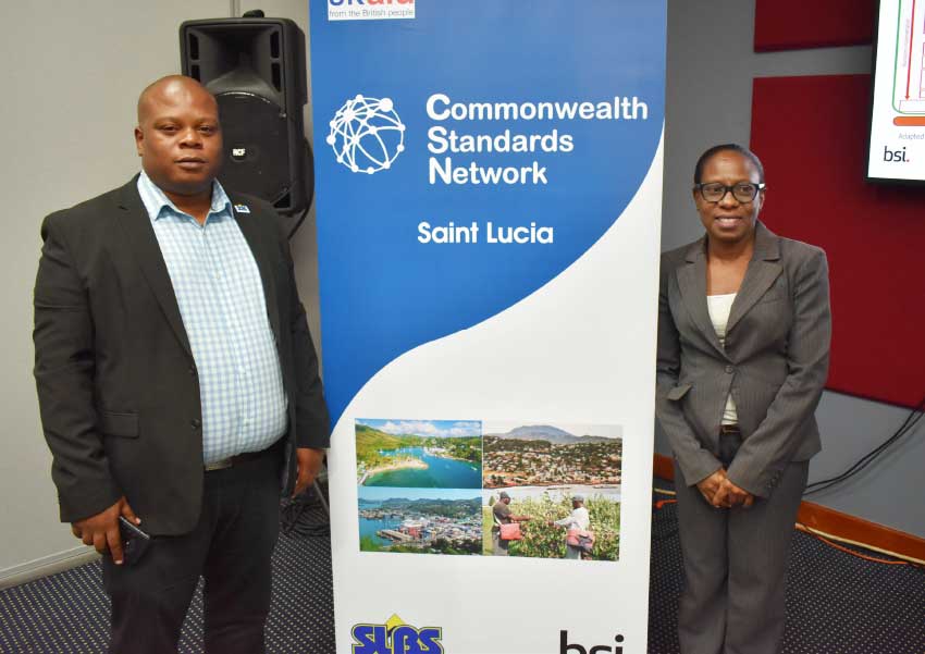 Image of Verne Emmanuel, Director of Saint Lucia Bureau of Standards (SLBS) and Euthalia Philgence, Local Expert at BSI. 