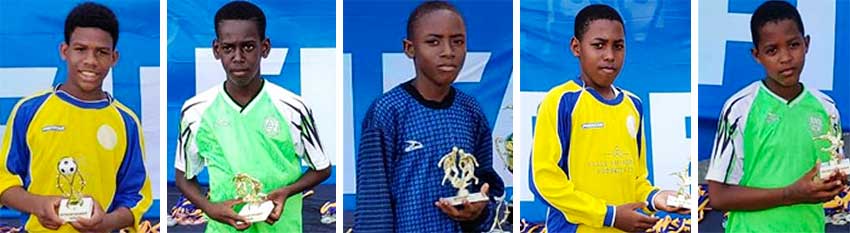 Image: (L-R) Outstanding players of the tournament - Tavi Anthony, Justie Germaine, David Blackman, Marvinus Biscette and D’Andre Perez. (PHOTO: CD)