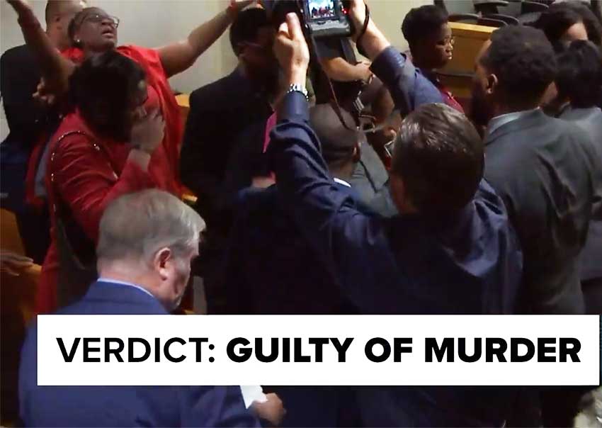 Image: Jubilation in the courtroom following the announcement of the Guilty verdict in the Amber Guyger Trial. 
