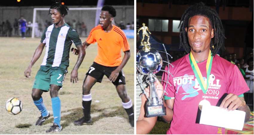 Image: (L-R) No. 7 Noah Nicholas opened the scoring for VFS in the 8th minute; Antonio Joseph of VFS was the Tournament MVP and also received the award for the fastest goal. (Photo: DP)