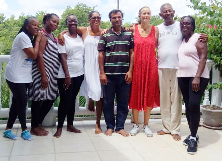Image of Some of the Biodanza participants with Adrien Baya (second from right) and Sylvie (third from right).