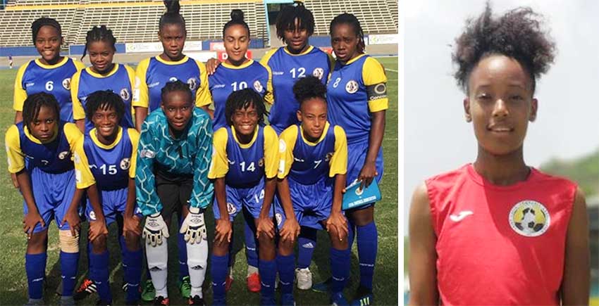 Image: (L-R) Team Saint Lucia played against Cuba on Tuesday; Krysan St Louis, the lone goal scorer for Saint Lucia against Cuba taking her tally to 3 in 4 matches. (PHOTO: EB) 