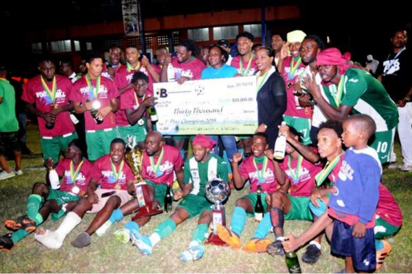 Image: Vieux Fort South celebrate their fourth consecutive Blackheart championship win. (Photo: DP)
