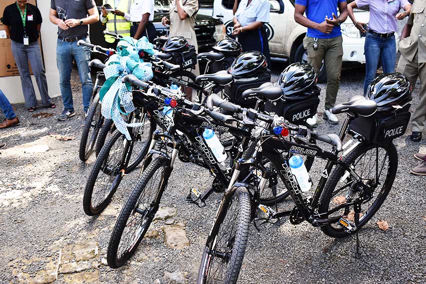 Image of bicycles and safety gear donated to RSLPF by WLBL DBC. 