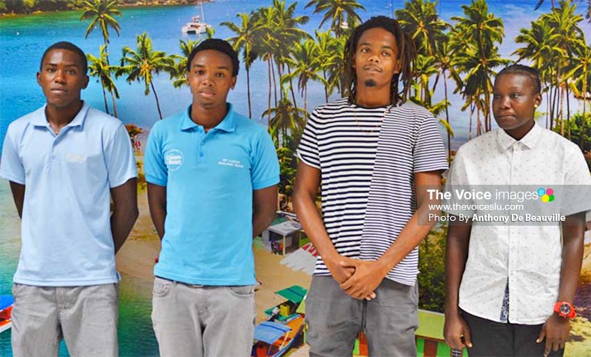 Image: (L-R) Some of Saint Lucia’s participants in the 2019 ARC, Chrisanki Flood, Adonai Modeste, Tyrus Antoine and Krishna Joseph. (PHOTO: Anthony De Beauville)