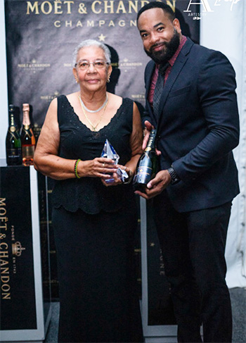 Image: Dr Charmaine Gardner (left) after being presented with the Lifetime Achievement Award.