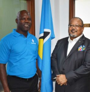 Image of Vernon Gordon Julien, Country Manager of Republic Bank Saint Lucia (left) with Derwin M. Howell, Executive Director at Republic Bank Limited.