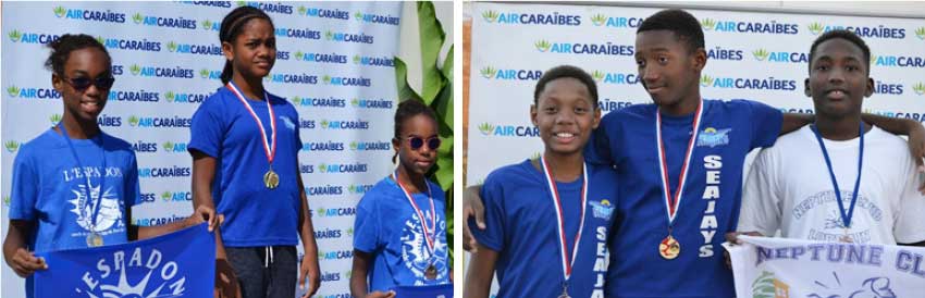 Image: (L-R) Saint Lucia’s Fayth Jeffery (centre) and Tristan Dorville. (Photo: SJ)