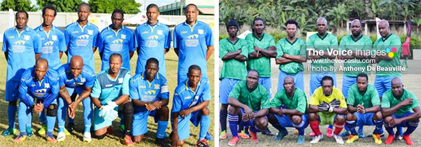 Image: (L-R) Caricom Masters and Vieux Fort North in the hunt for a semifinal berth. (PHOTO: Anthony De Beauville)