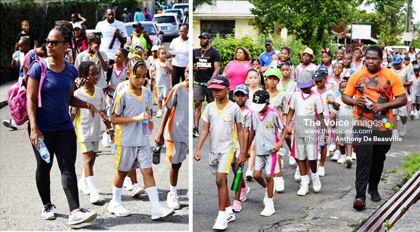 Image: (L-R) Parents and teachers helped ensure the safety of students along the route together with the RSLPF Outriders. (Photo: Anthony De Beauville)